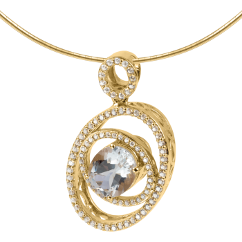 Jacques Lemans SE-C159C Damen Kette Halskette Collier Sterlingsilber vergoldet mit White Topas